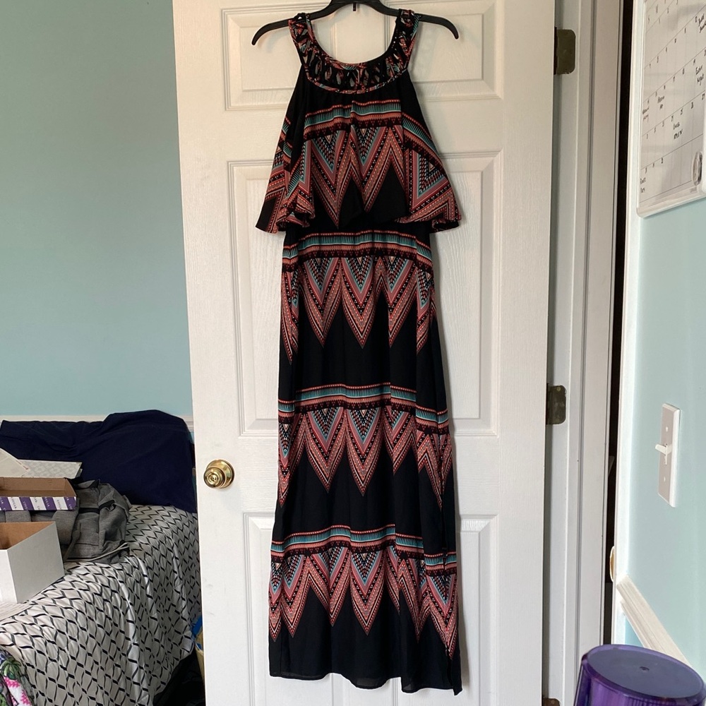 Heart Soul Black and Pink Maxi Dress